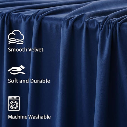 FMFUNCTEX Velvet Blackout Curtains Navy Blue Thermal Insulated Curtains - Image 8