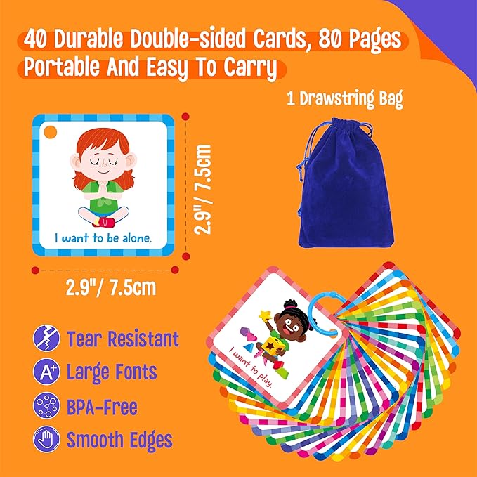 Special Needs Communication Cards, 40 Double-Sided Cards 80 Basic Special Needs - Image 2