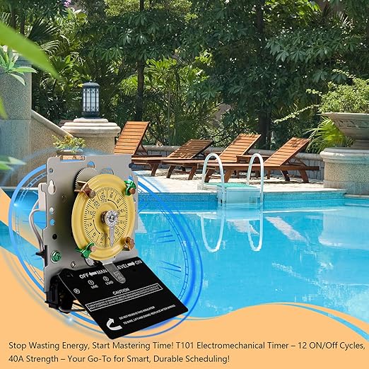 careNEW T101M Mechanical Timer Switch - 120V 2HP 40A SPST Pool Pump Timers - Image 2