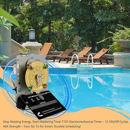 careNEW T101M Mechanical Timer Switch - 120V 2HP 40A SPST Pool Pump Timers - Image 2