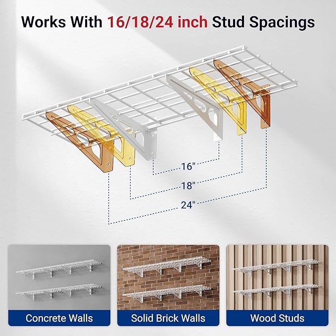 FLEXIMOUNTS 12-inch-by-72-inch Wall Shelf Garage Storage Rack Wall Mounted - Image 4