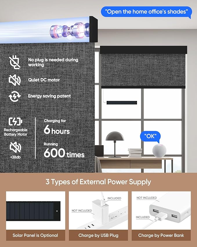 Kincmo Motorized Blinds with Remote, 100% Blackout Motorized Roller Shades Work - Image 5