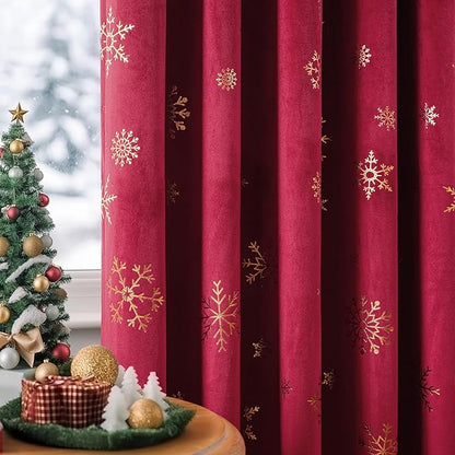 FMFUNCTEX Red Christmas Velvet Blackout Curtains - Image 7