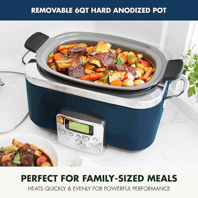 GreenPan Elite 8-in-1 Programmable 6QT Electric Slow Cooker, Dishwasher Safe - Image 5