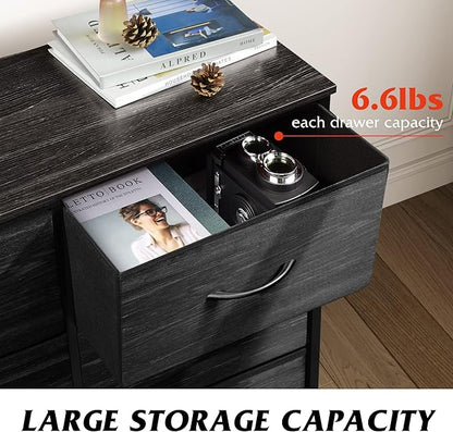 WLIVE Black Dresser for Bedroom, 6 Drawer Double Dresser, Fabric Storage Tower - Image 5