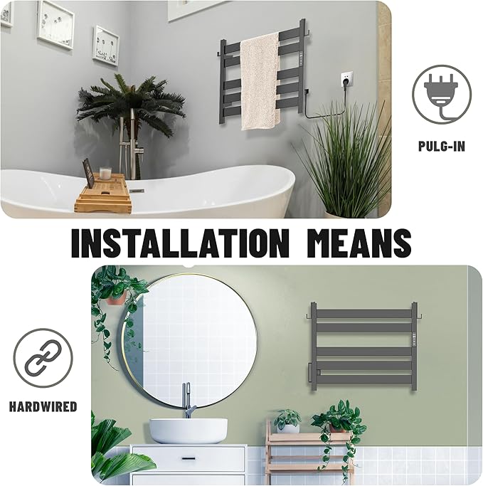 K&KALONZO Towel Warmer for Bathroom, Wall-Mounted 5-Bar Heated Towel Rack - Image 4