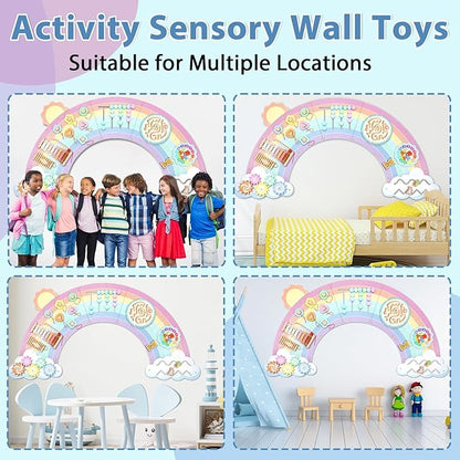 5FT Large Pastel Rainbow Wooden Activity Wall Panel - Image 6