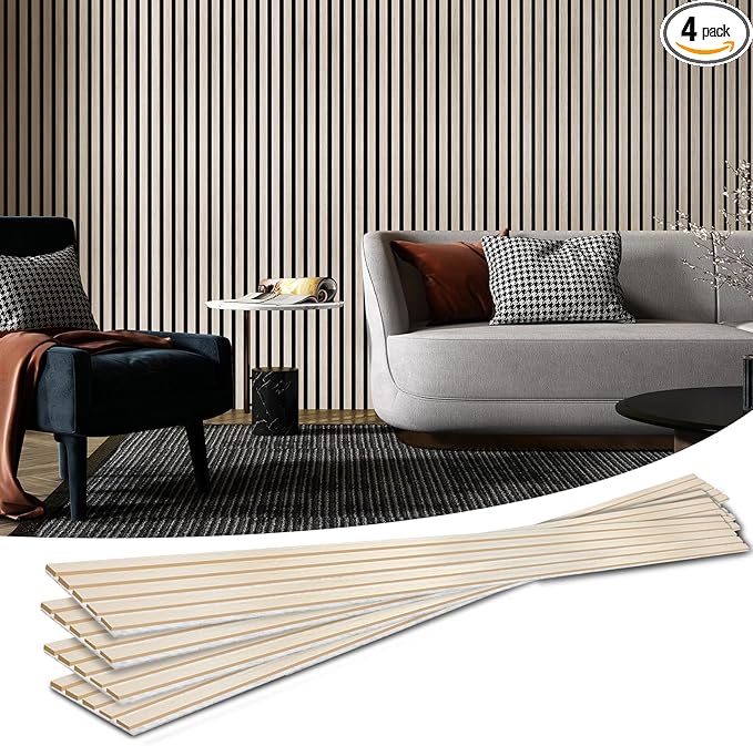 Art3d 4-Piece Wood Slat Acoustic Panels by Art3d