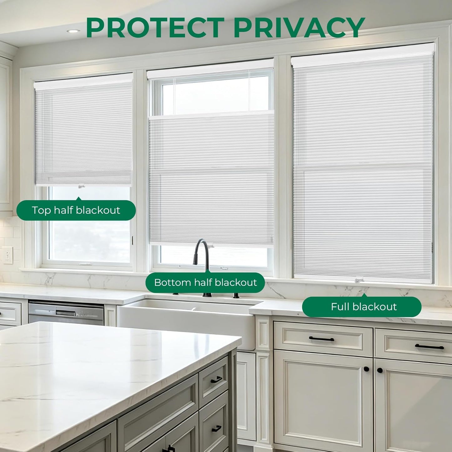 Allesin Top Down Bottom Up Cordless Cellular Shades,Thermal Insulation Honeycomb Blinds for Indoor Windows,(Clear White,27"x64")