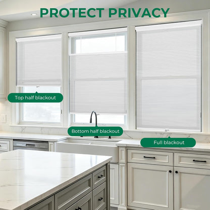 Allesin Top Down Bottom Up Cordless Cellular Shades,Thermal Insulation Honeycomb Blinds for Indoor Windows,(Clear White,27"x64")