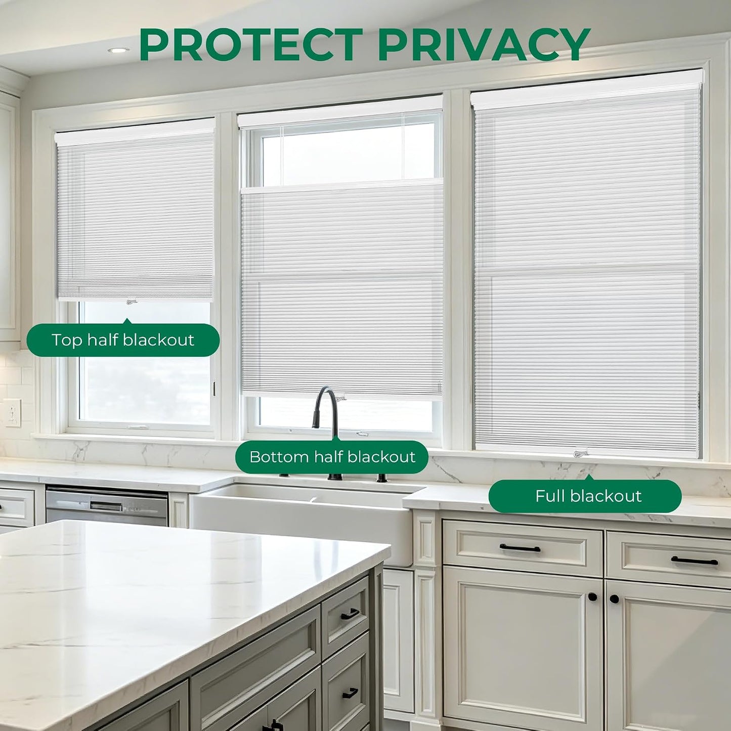 Allesin Top Down Bottom Up Cordless Cellular Shades,Thermal Insulation Honeycomb Blinds for Indoor Windows,(Clear White,29"x64")