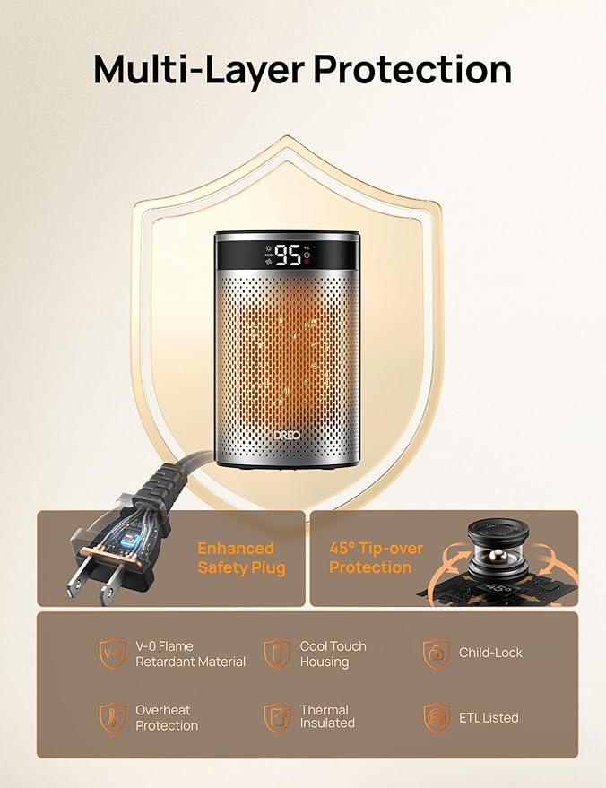 DREO Space Heaters for Indoor Use, Portable Heater - Image 3