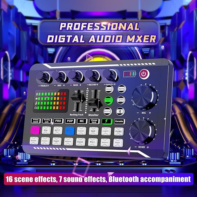 Professional Audio Mixer, SINWE Live Sound Card and Audio Interface - Image 2