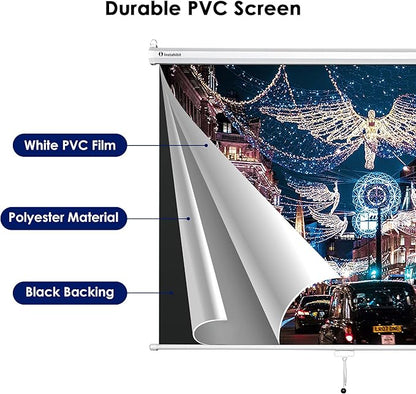 Instahibit 72" Projection Screen Pull Down 4:3 4K HD Manual Retractable - Image 4