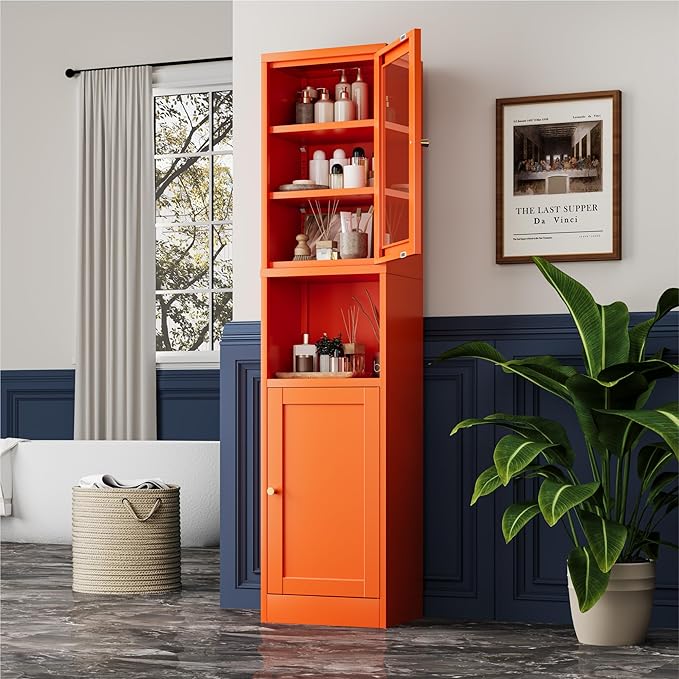 2-Door Metal Storage Cabinet, Tall Slim Pantry Organizer - Image 7