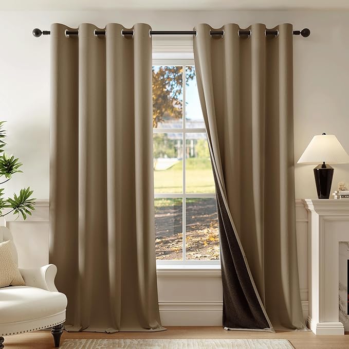 Beauoop 100% Blackout Curtains 63 Inch Long 2 Panels by Beauoop