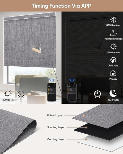 Kincmo Motorized Blinds with Remote, 100% Blackout Motorized Roller Shades Work - Image 4