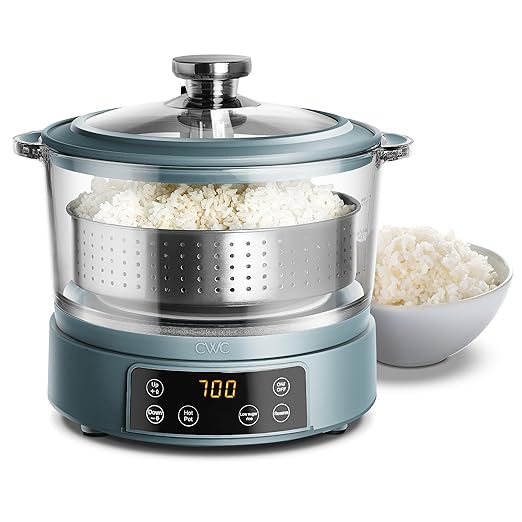 COOK WITH COLOR 3L Glass Mini Low Carb Rice Cooker – Holds 2 Cups Raw/Makes 6 by CookwithColor