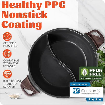 TWIN™ Electric Hot Pot with Divider | PFAS-Free Ceramic Nonstick Pot | EvenHeat - Image 4