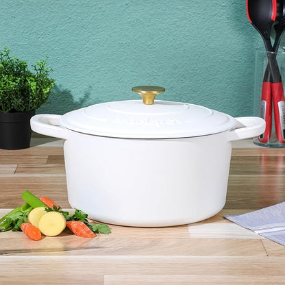 Crock-Pot Artisan 7-Quart Round Dutch Oven – Matte Linen White - Image 6