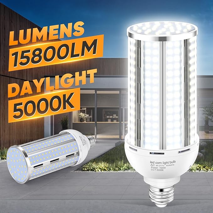 XYCN 4 Pack 100W Corn LED Light Bulb Fanless, 5000K Daylight E26/E39 Large - Image 2