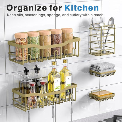 EUDELE 5-Pack Rustproof Stainless Steel Shower Caddy – No Drill Adhesive - Image 6