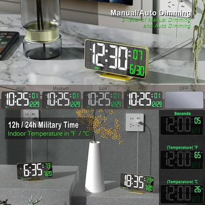 KOSUMOSU Desk Clock for Bedroom Accessories 6.7in Gold Digital Alarm Clock - Image 2