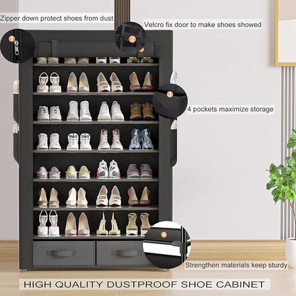 OYREL Tall Shoe Rack Dustproof Cabinet Large Capacity 8 Tier Shoe Organizer - Image 6