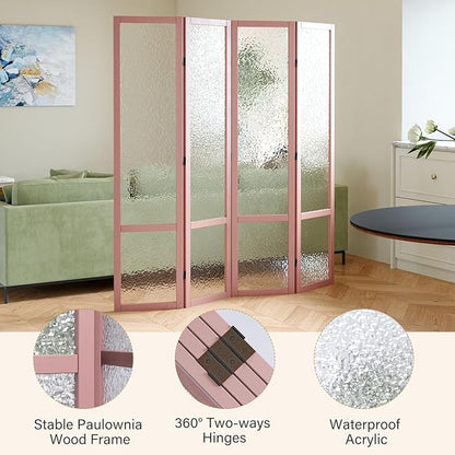Acrylic Room Divider, 4-Panel Freestanding Partition Screen, Frosted - Image 3