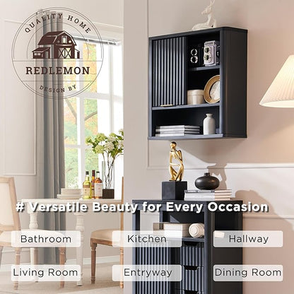 RedLemon Bathroom Wall Cabinet w/Fluted Sliding Door, Modern Medicine Cabinet - Image 6