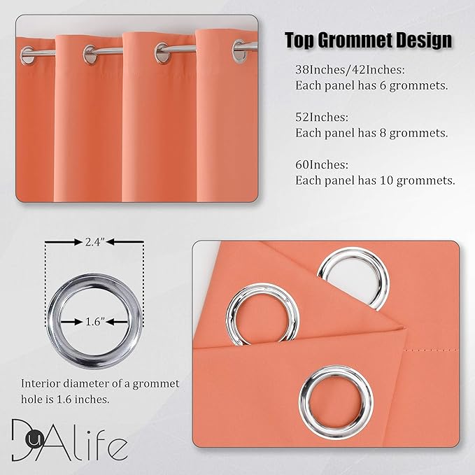 DUALIFE Extra Long 108 Inch Blackout Curtains Solid Grommet Thermal Insulated - Image 3