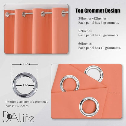 DUALIFE Burnt Coral Curtains 84 Inch Room Darkening Drapes - Image 3