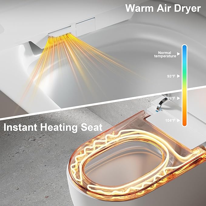 Smart Toilet with Bidet Built in, Bidet Toilet with Heated Seat and Night Light - Image 3