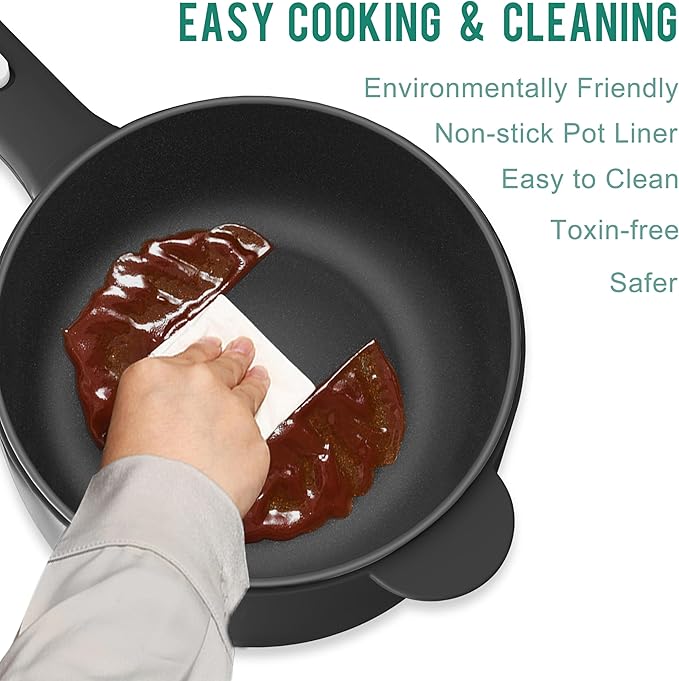 Dezin Electric Cooker, 2L Non-Stick Sauté Pan, Rapid Noodles Cooker, Mini Pot - Image 6