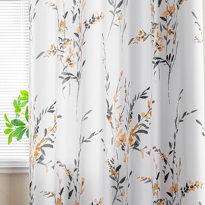 MYSKY HOME Curtains Short Floral Printed Pattern Soft Texture Modern Style - Image 3