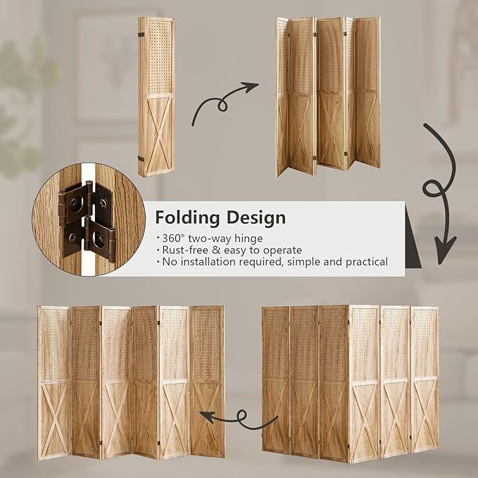 ALeesing 6 Panel Pegboard Room Divider, 5.6Ft Pegboard Display Folding Privacy - Image 7