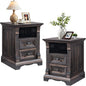 T4TREAM Farmhouse Nightstand Set of 2, Wood End Table w/Roman Column, Bedside by T4TREAMFurniture