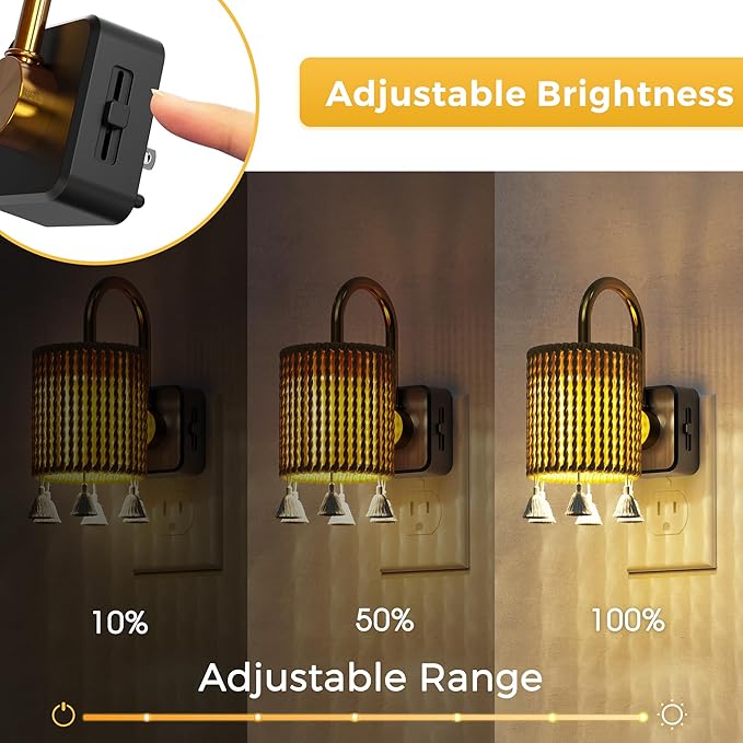 L LOHAS LED Night Lights Plug into Wall, 2 Pack Boho Fabric Cylinder Night Light - Image 3
