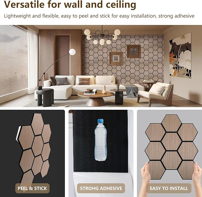 Hexagon Acoustic Wall Panels, Self-Adhesive Sound Absorbing Wall Panel by ARMURO - Image 6