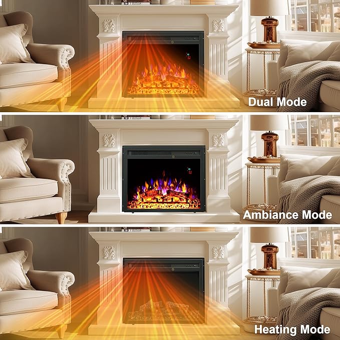 23.6 Inch Electric Fireplace Insert, Recessed Electric Fireplace Heater - Image 6