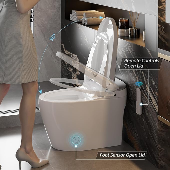 Smart Toilet with Pump Assisted Flush, Foot Sensor Operation, Heated Bidet Seat - Image 2