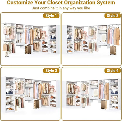 Unikito Closet System with Vanity Desk, 156”Modular Corner Closet Organizer - Image 5