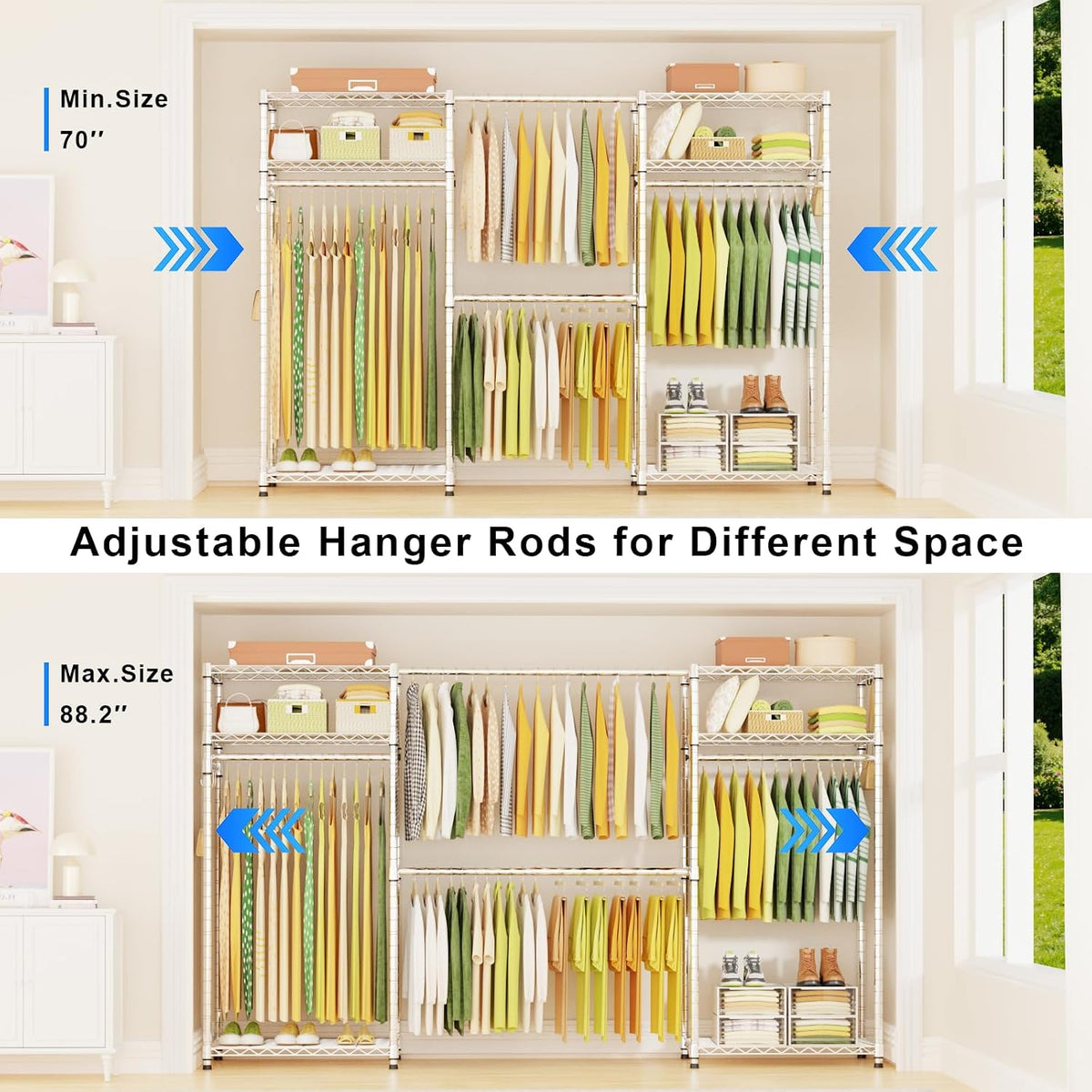 Ulif E1 Heavy Duty Closet Garment Rack, 6 Tiers Adjustable Clothing Storage