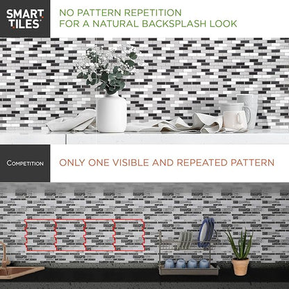 SMART TILES Peel and Stick Backsplash- 10 Sheets of 10.95" x 9.70" - Image 7