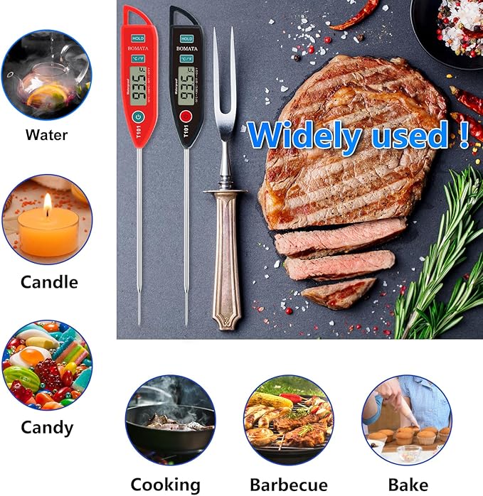 BOMATA 2 Pack Waterproof IPX7 Meat Thermometer Instant Read Food Thermometer - Image 7