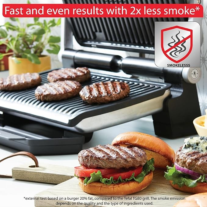 T-Fal OptiGrill Stainless Steel XL Electric Grill, 6 Servings, 9 Intelligent - Image 5