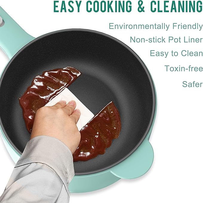 Dezin Electric Cooker, 2L Non-Stick Sauté Pan, Rapid Noodles Mini Pot - Image 5