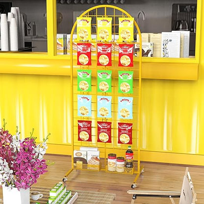Asee'm Grid Wall Panels Display Stand 2' x 5.2' FT Gold Movable Wire Grid Wall - Image 7