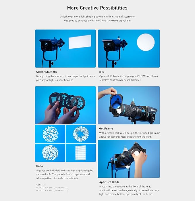 NANLITE Bowens Mount Projection Attachment 25°-45° Optical Snoot Photography - Image 6