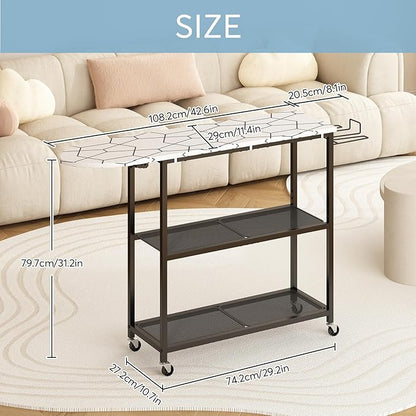 GILLAS Ironing Board with 2 Tier Storage Basket, Movable Ironing Board Full Size - Image 2